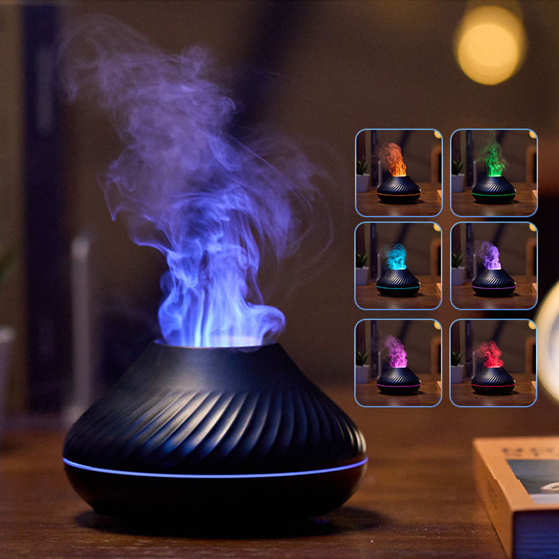 Newest RGB Flame Volcano style Aroma Diffuser, 3d Colorful Flame Humidifier.