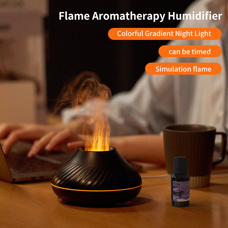 Newest RGB Flame Volcano style Aroma Diffuser, 3d Colorful Flame Humidifier.