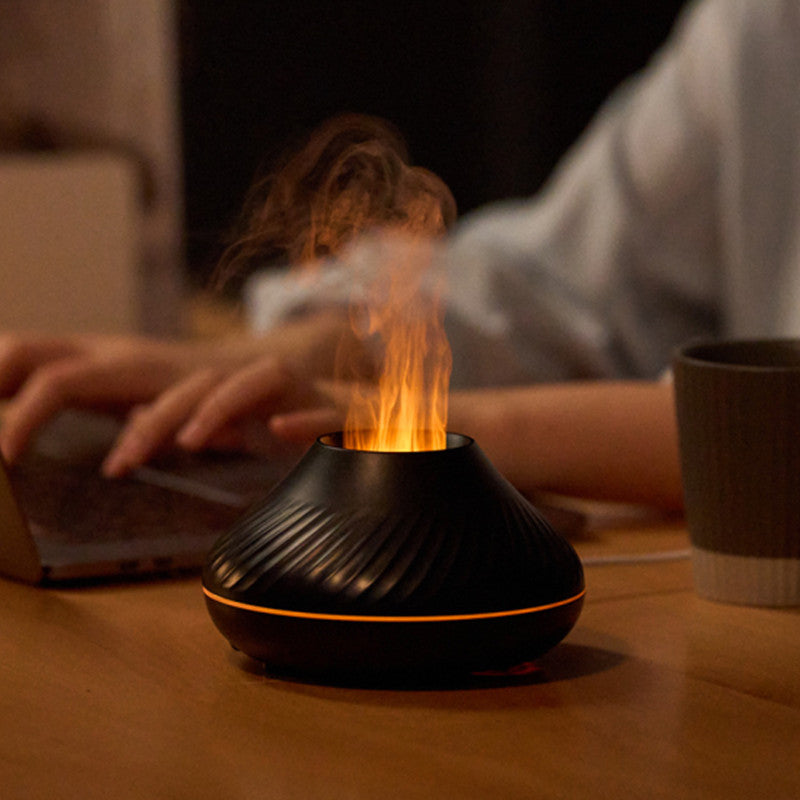 Newest RGB Flame Volcano style Aroma Diffuser, 3d Colorful Flame Humidifier.