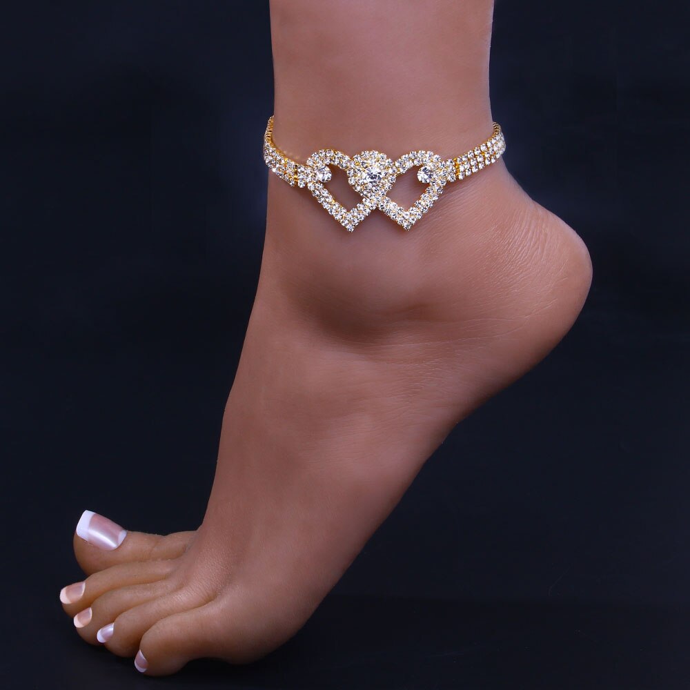 Stunning Double Heart Anklet Bracelet makes a perfect Valentine's gift!