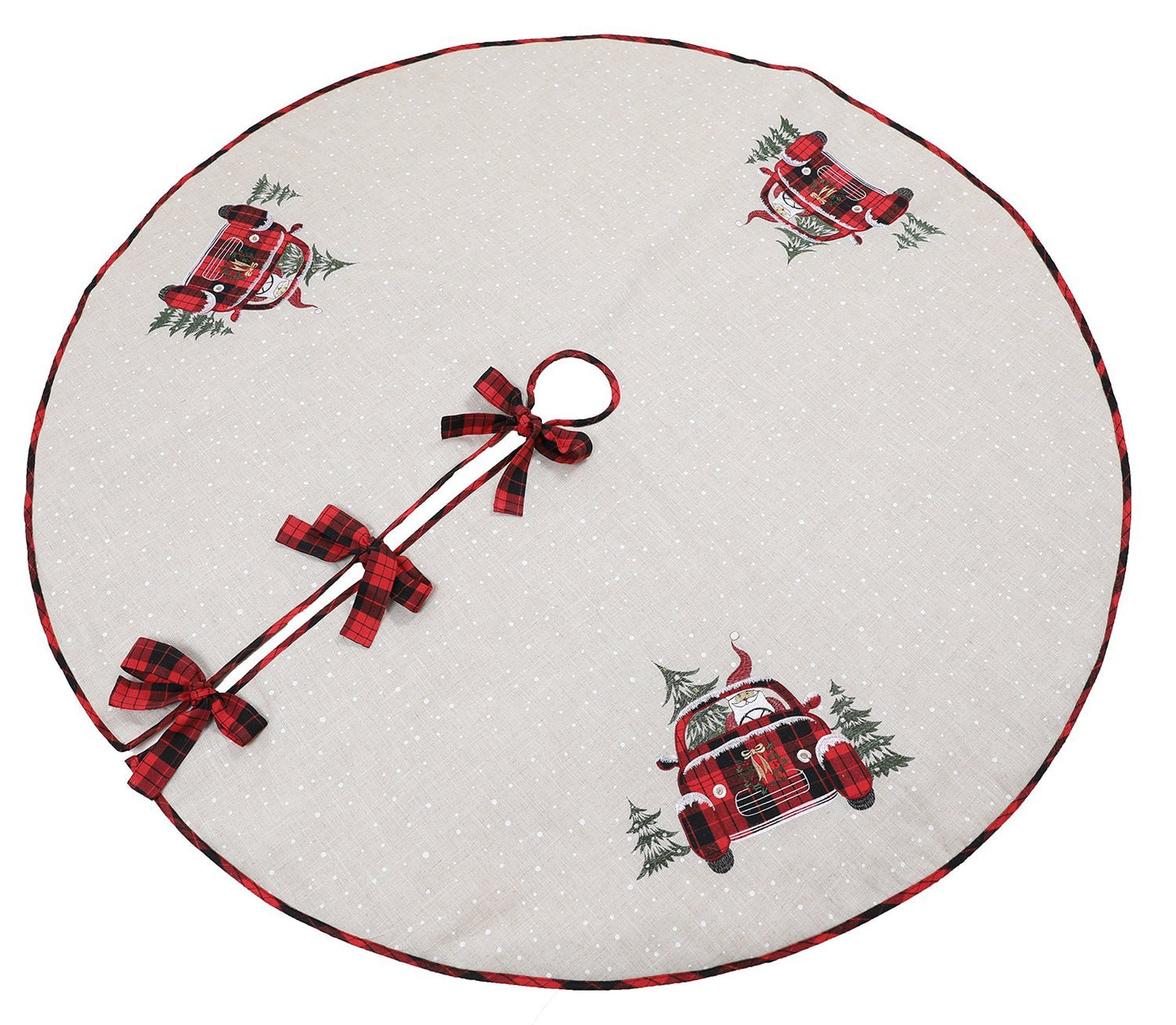 Santa Claus Riding On Car Christmas Tree Skirt 56 Inch Round,