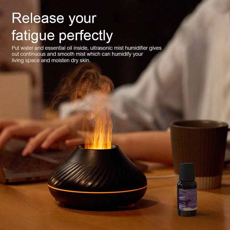 Newest RGB Flame Volcano style Aroma Diffuser, 3d Colorful Flame Humidifier.