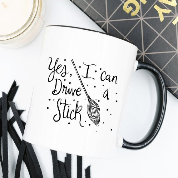 Yes I can drive a stick mug with Black Handle.